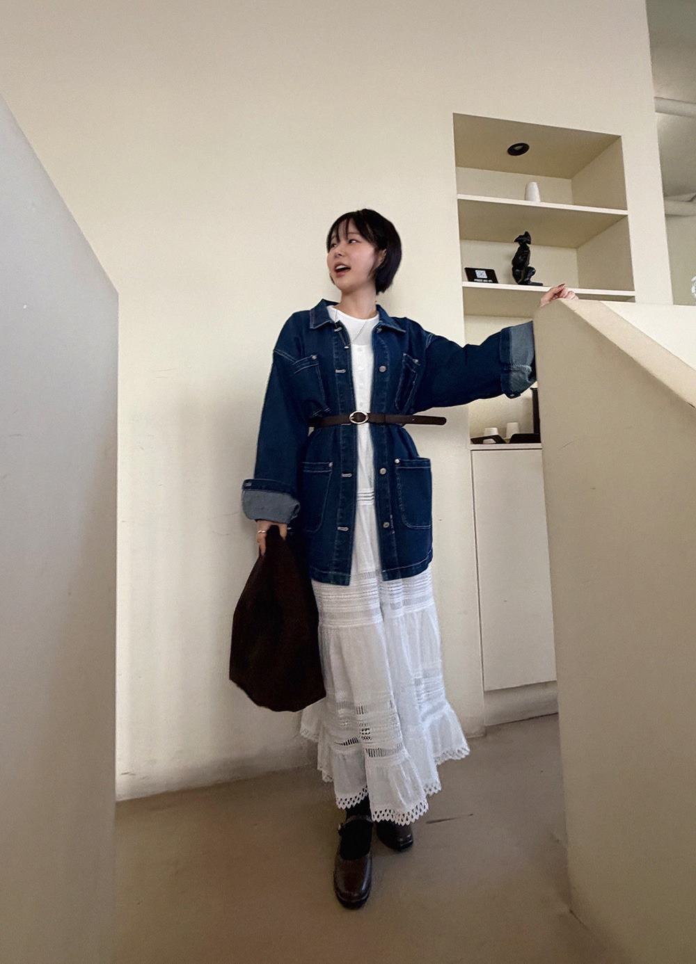 經典寬鬆牛仔夾克外套,KOREA,354627,經典寬鬆牛仔夾克外套,領500,999免運