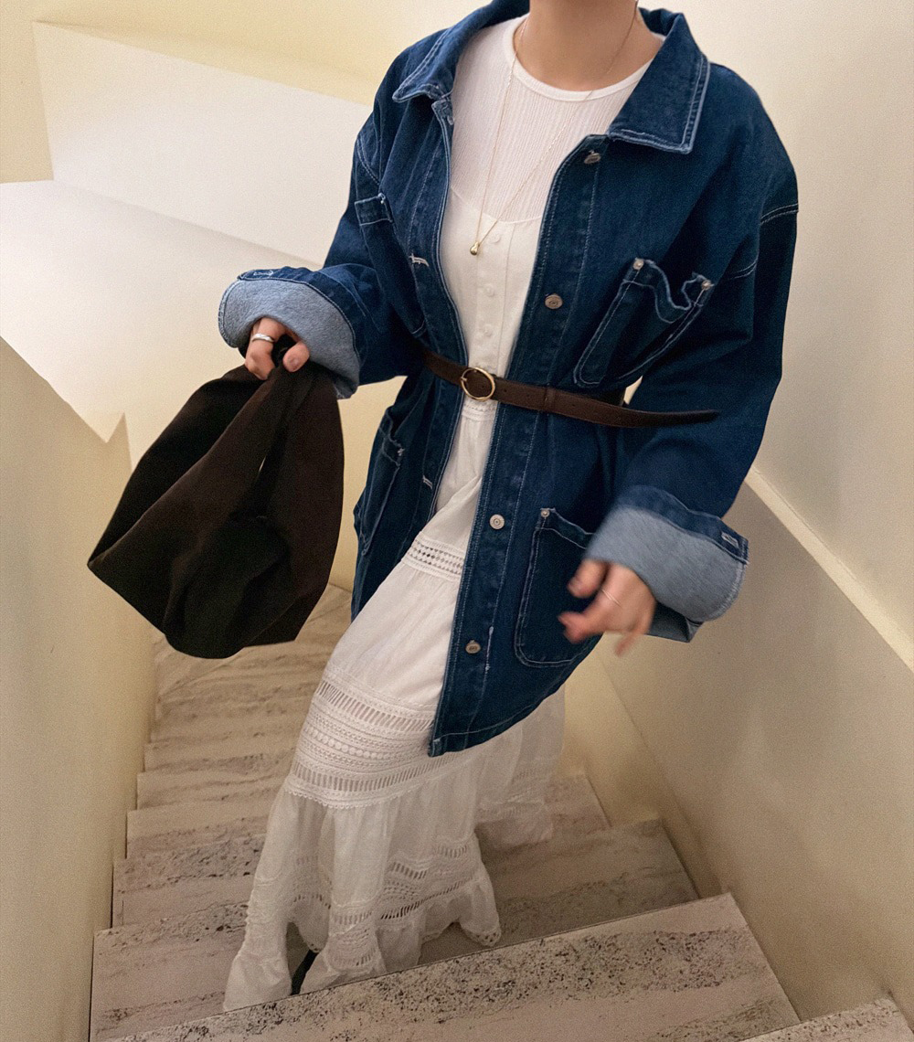 經典寬鬆牛仔夾克外套,KOREA,354627,經典寬鬆牛仔夾克外套,領500,999免運