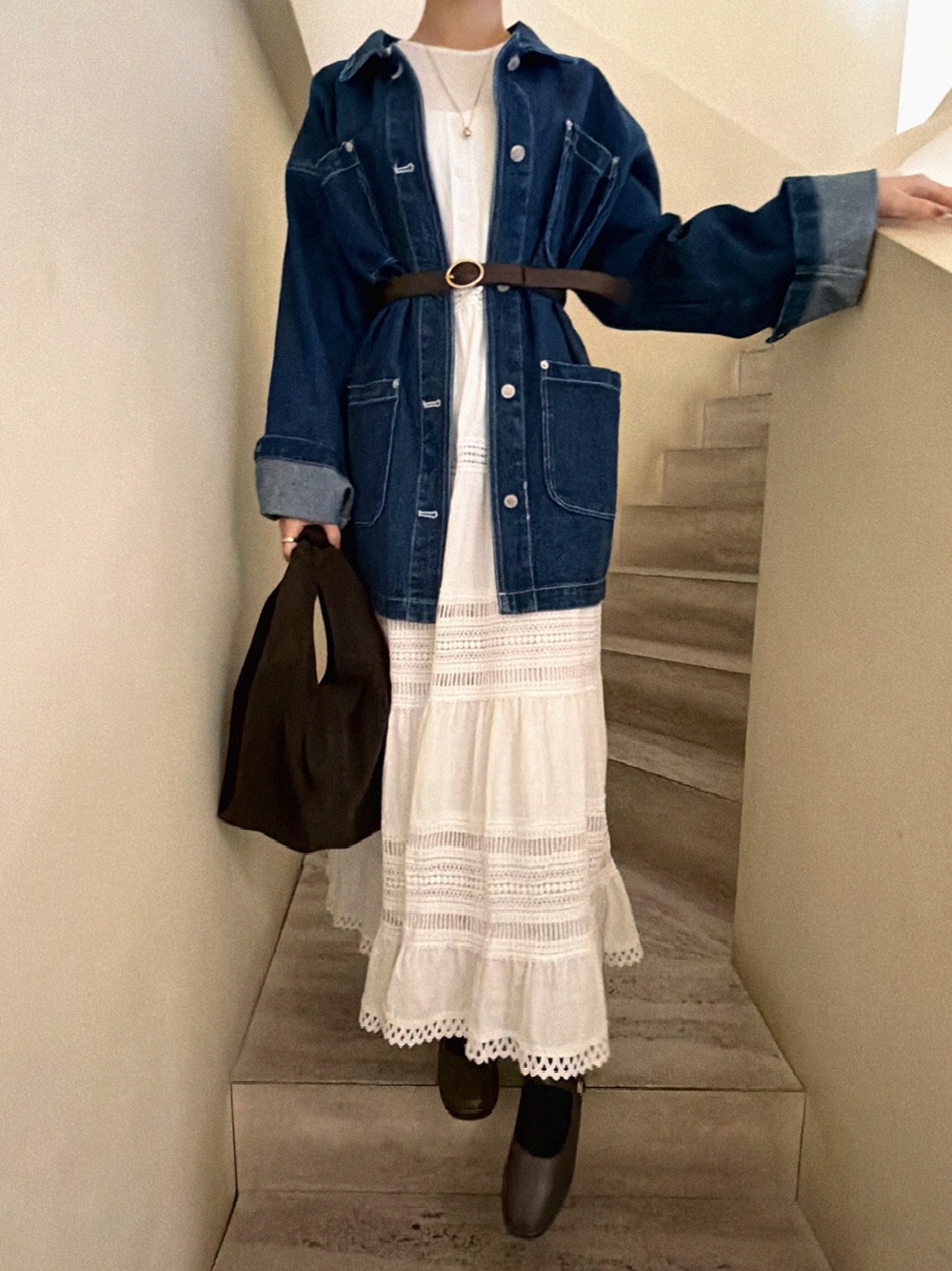 經典寬鬆牛仔夾克外套,KOREA,354627,經典寬鬆牛仔夾克外套,領500,999免運