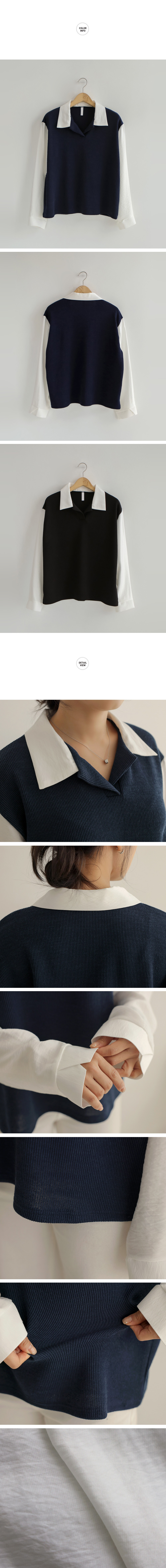 假兩件針織拼接上衣,KOREA,354663,假兩件針織拼接上衣,領500,999免運