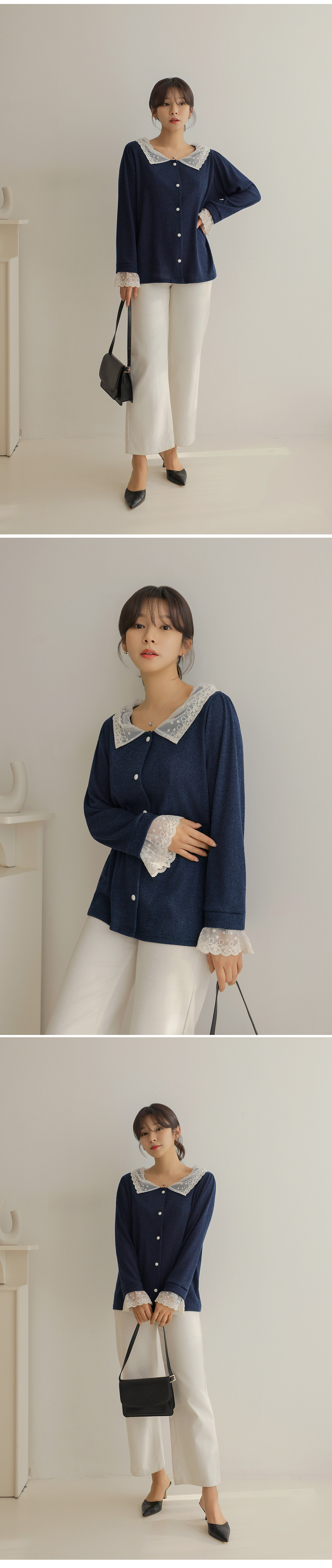 精緻蕾絲拼接針織上衣,KOREA,354667,精緻蕾絲拼接針織上衣,領500,999免運