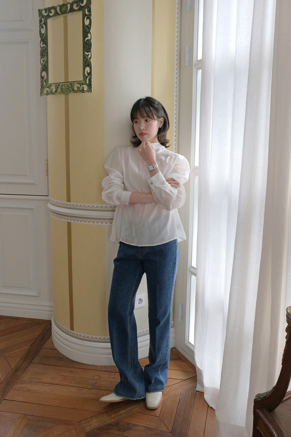 優雅立領綁帶襯衫,KOREA,354724,優雅立領綁帶襯衫,領500,999免運