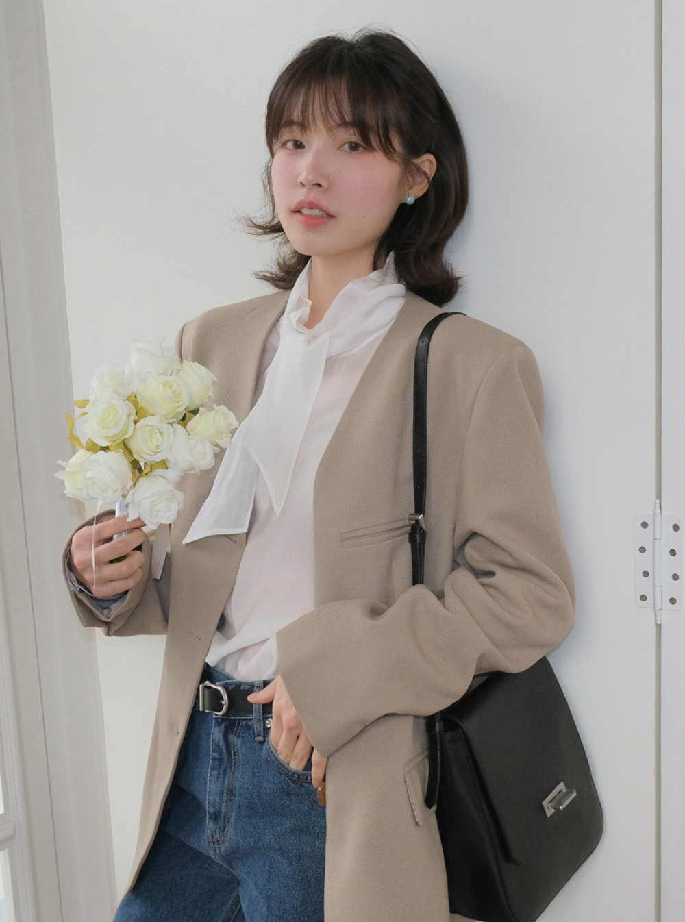 優雅立領綁帶襯衫,KOREA,354724,優雅立領綁帶襯衫,領500,999免運