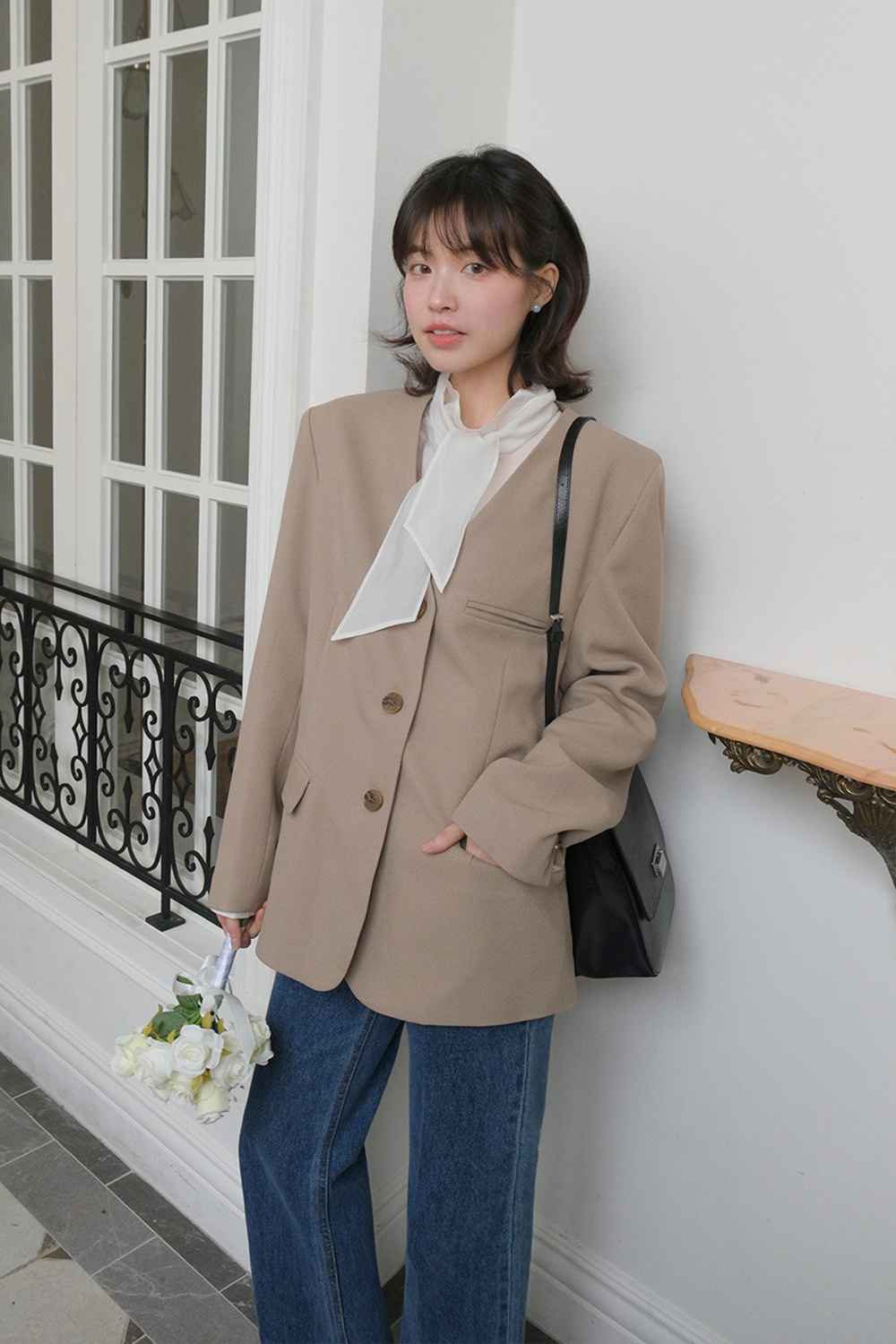 優雅立領綁帶襯衫,KOREA,354724,優雅立領綁帶襯衫,領500,999免運