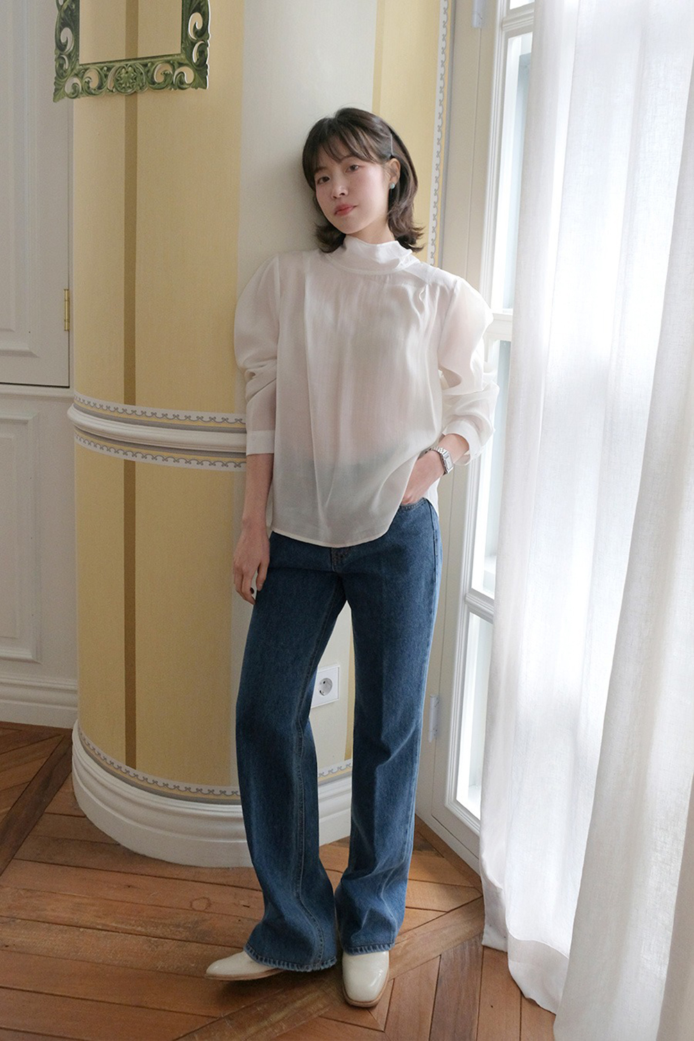 優雅立領綁帶襯衫,KOREA,354724,優雅立領綁帶襯衫,領500,999免運