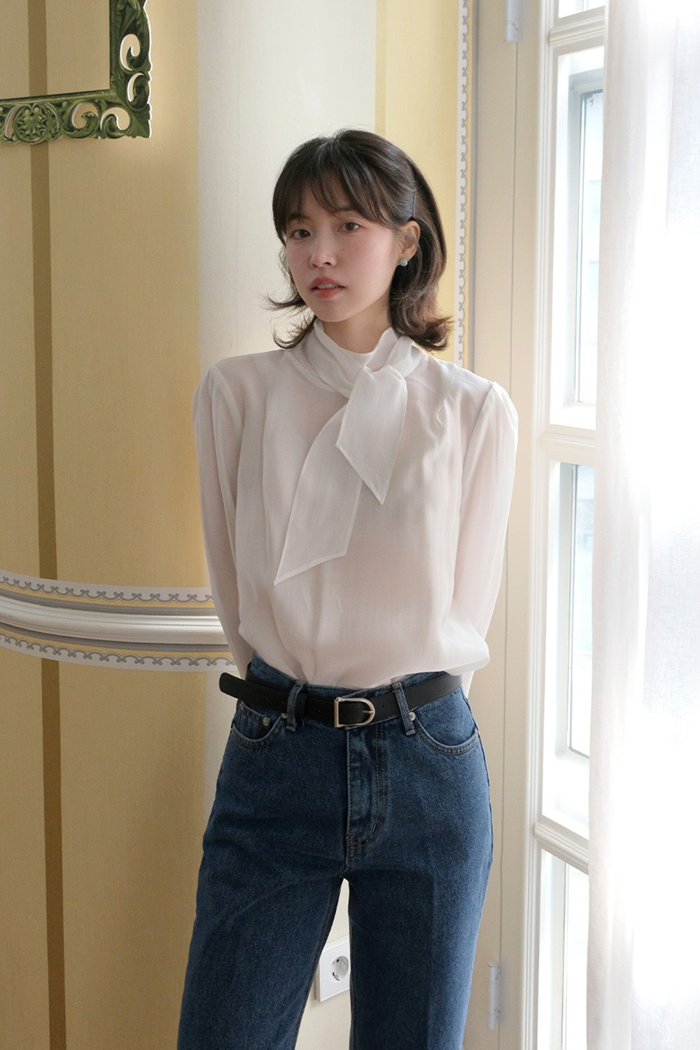 優雅立領綁帶襯衫,KOREA,354724,優雅立領綁帶襯衫,領500,999免運