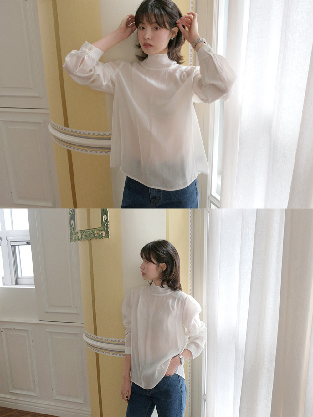 優雅立領綁帶襯衫,KOREA,354724,優雅立領綁帶襯衫,領500,999免運