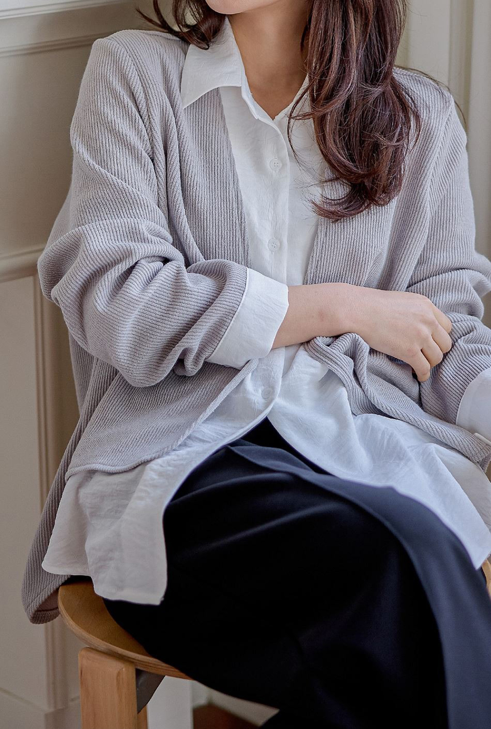 層次感假兩件開襟上衣,襯衫,KOREA,354811,層次感假兩件開襟上衣,999免運