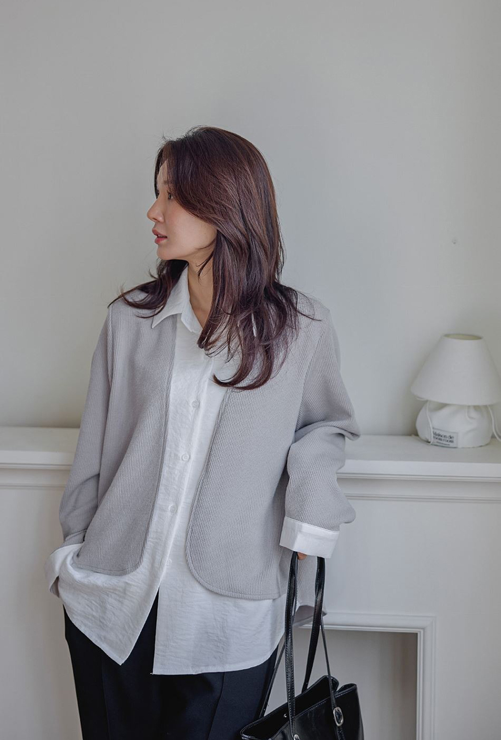 層次感假兩件開襟上衣,襯衫,KOREA,354811,層次感假兩件開襟上衣,999免運