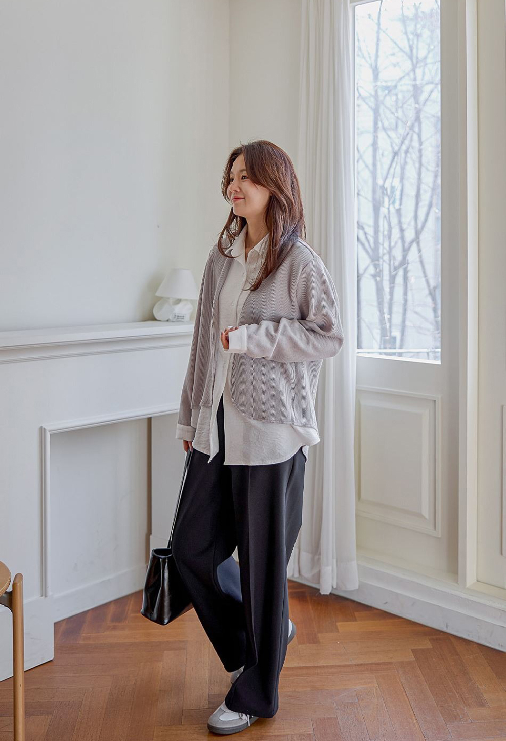 層次感假兩件開襟上衣,襯衫,KOREA,354811,層次感假兩件開襟上衣,999免運