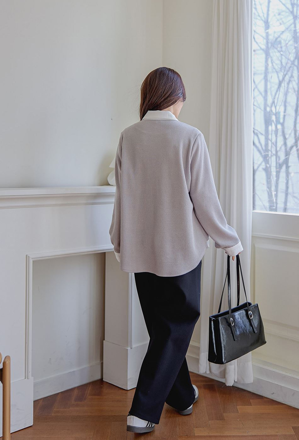 層次感假兩件開襟上衣,襯衫,KOREA,354811,層次感假兩件開襟上衣,999免運