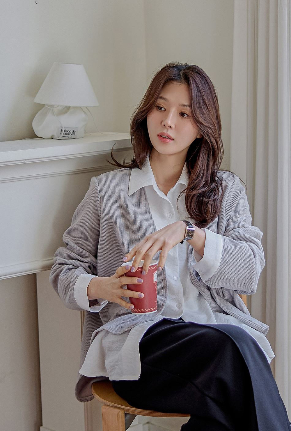 層次感假兩件開襟上衣,襯衫,KOREA,354811,層次感假兩件開襟上衣,999免運