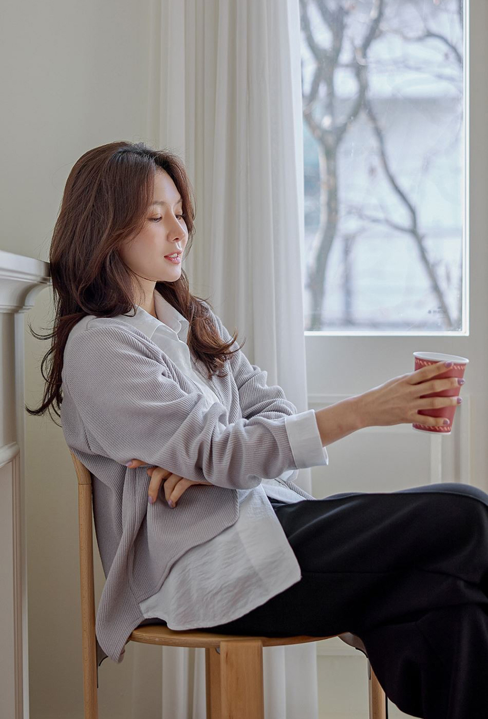 層次感假兩件開襟上衣,襯衫,KOREA,354811,層次感假兩件開襟上衣,999免運