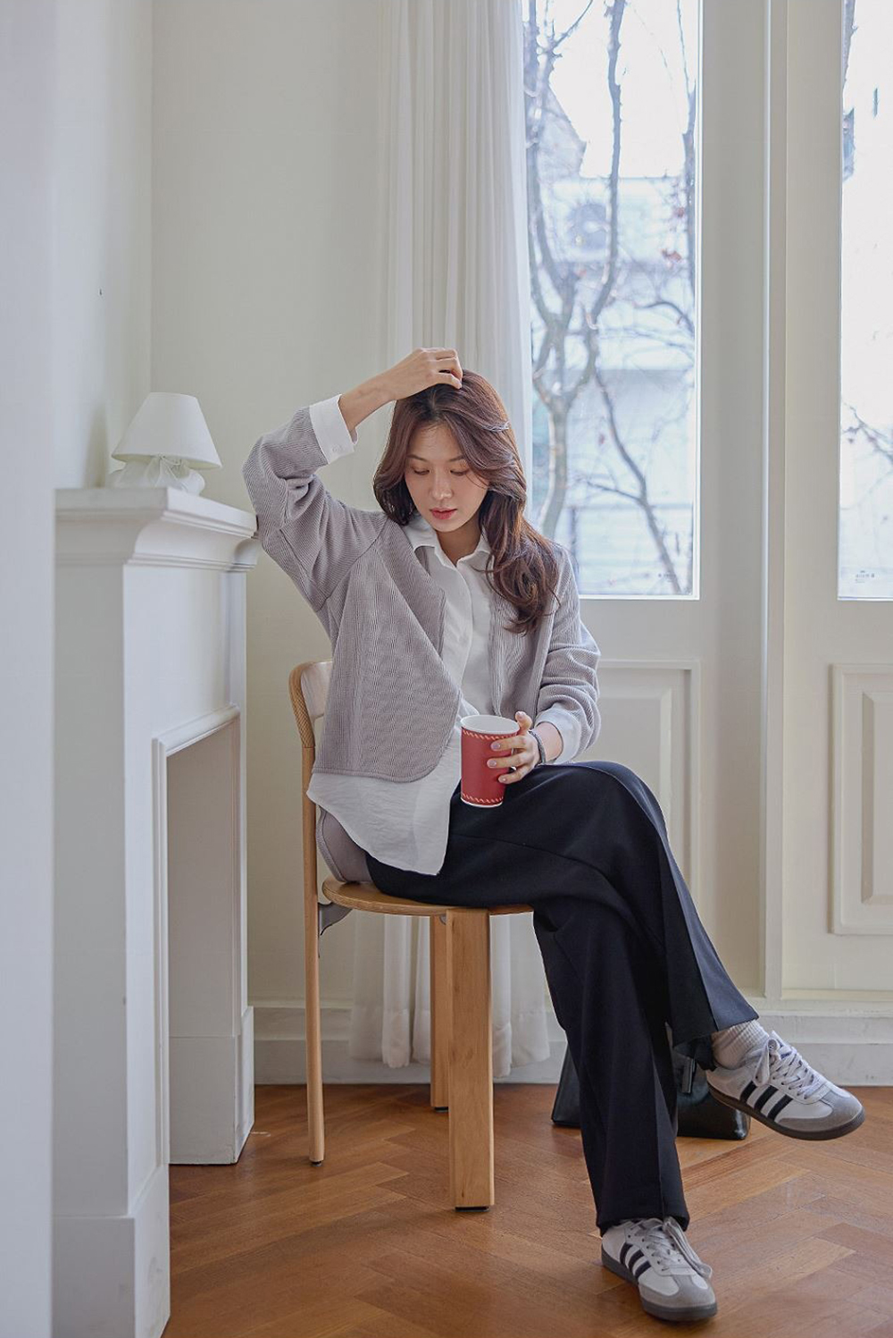 層次感假兩件開襟上衣,襯衫,KOREA,354811,層次感假兩件開襟上衣,999免運