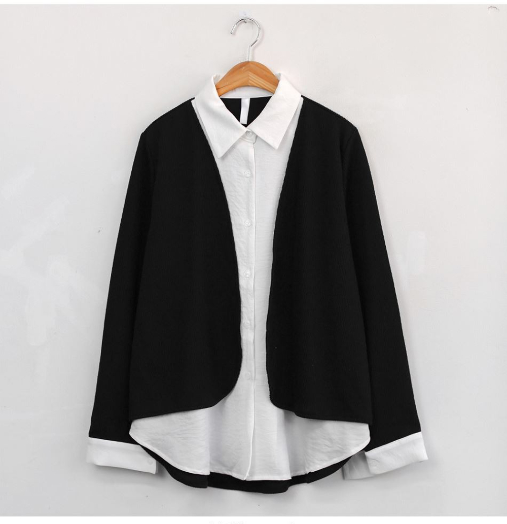 層次感假兩件開襟上衣,襯衫,KOREA,354811,層次感假兩件開襟上衣,999免運