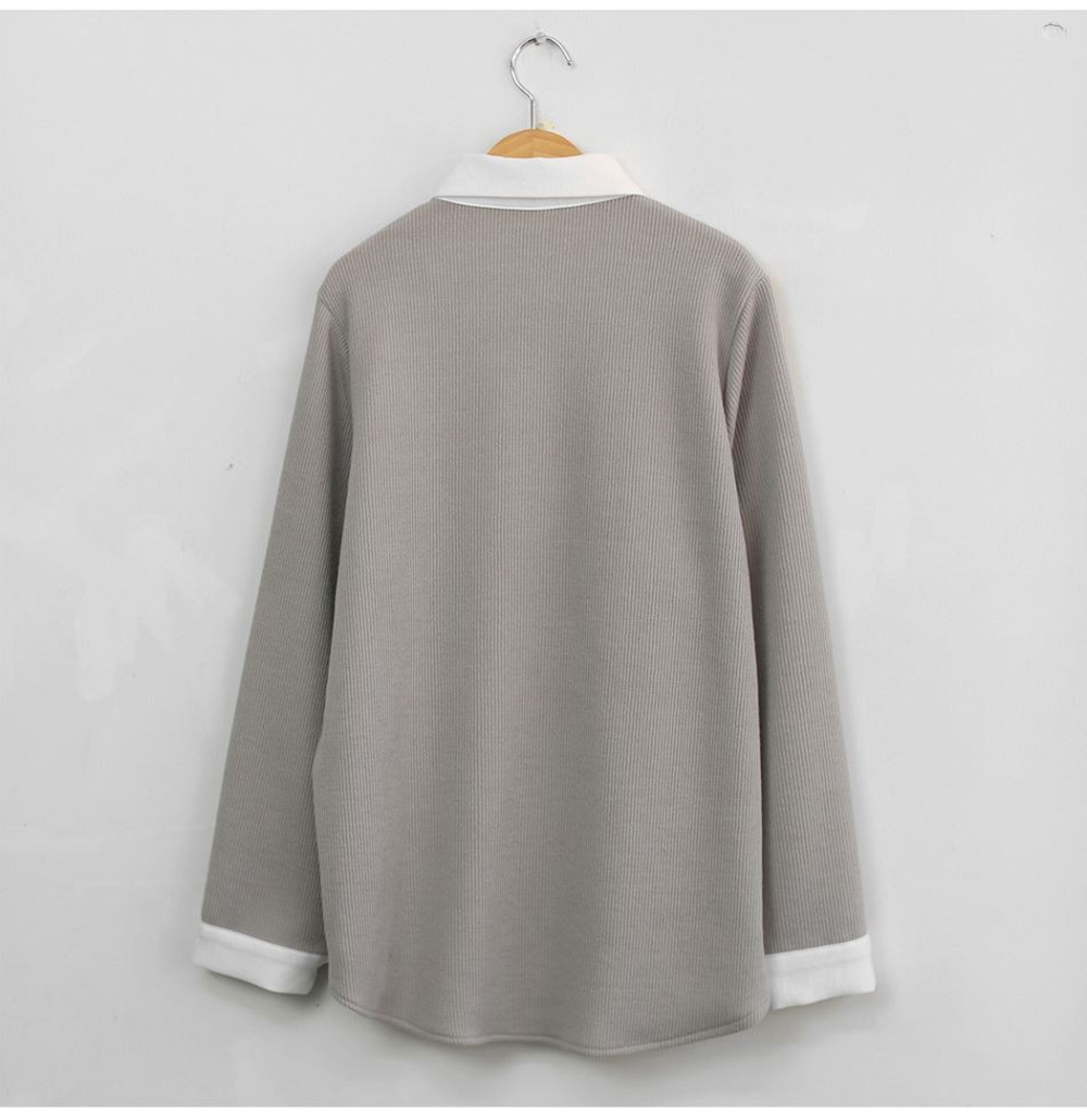 層次感假兩件開襟上衣,襯衫,KOREA,354811,層次感假兩件開襟上衣,999免運