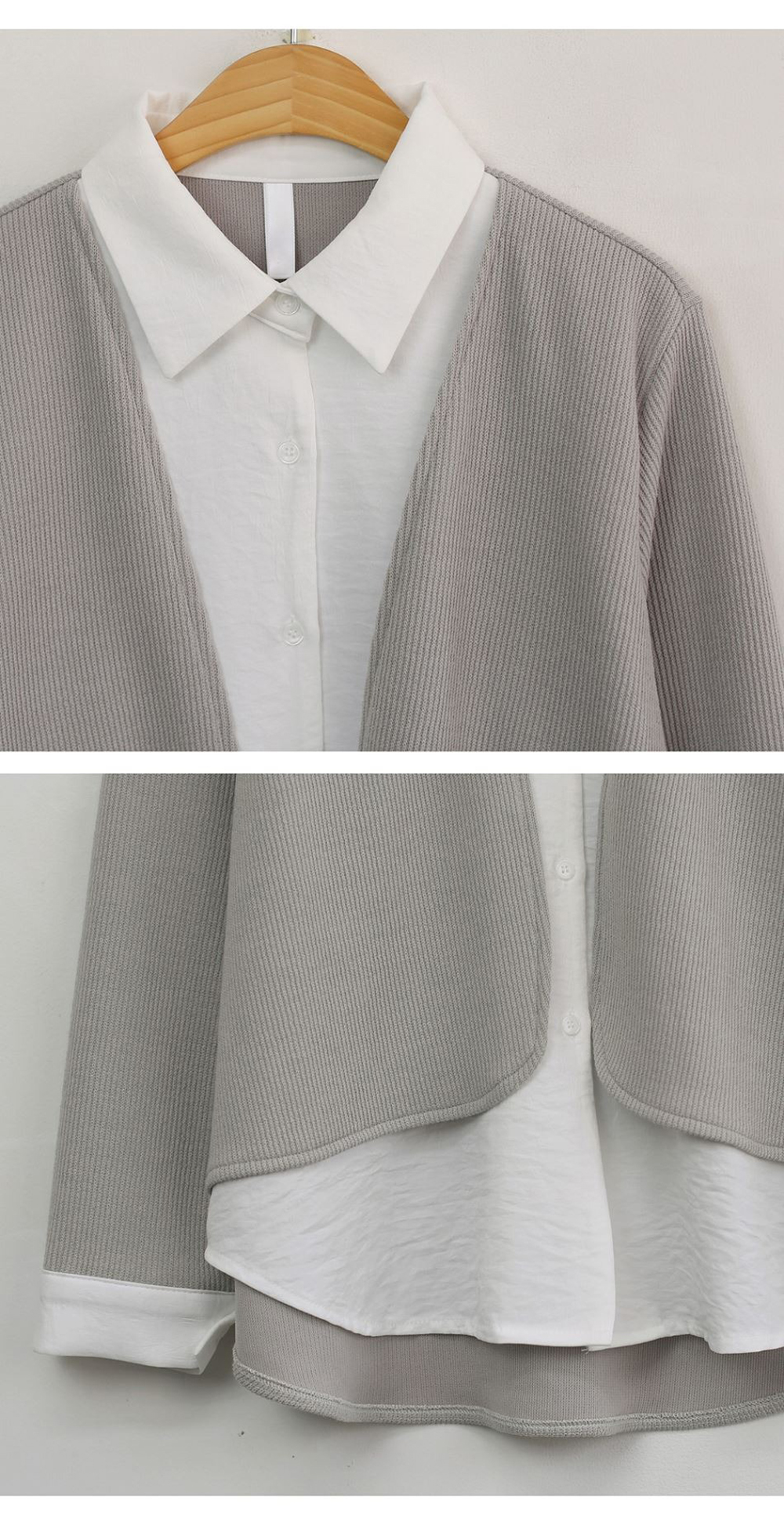 層次感假兩件開襟上衣,襯衫,KOREA,354811,層次感假兩件開襟上衣,999免運