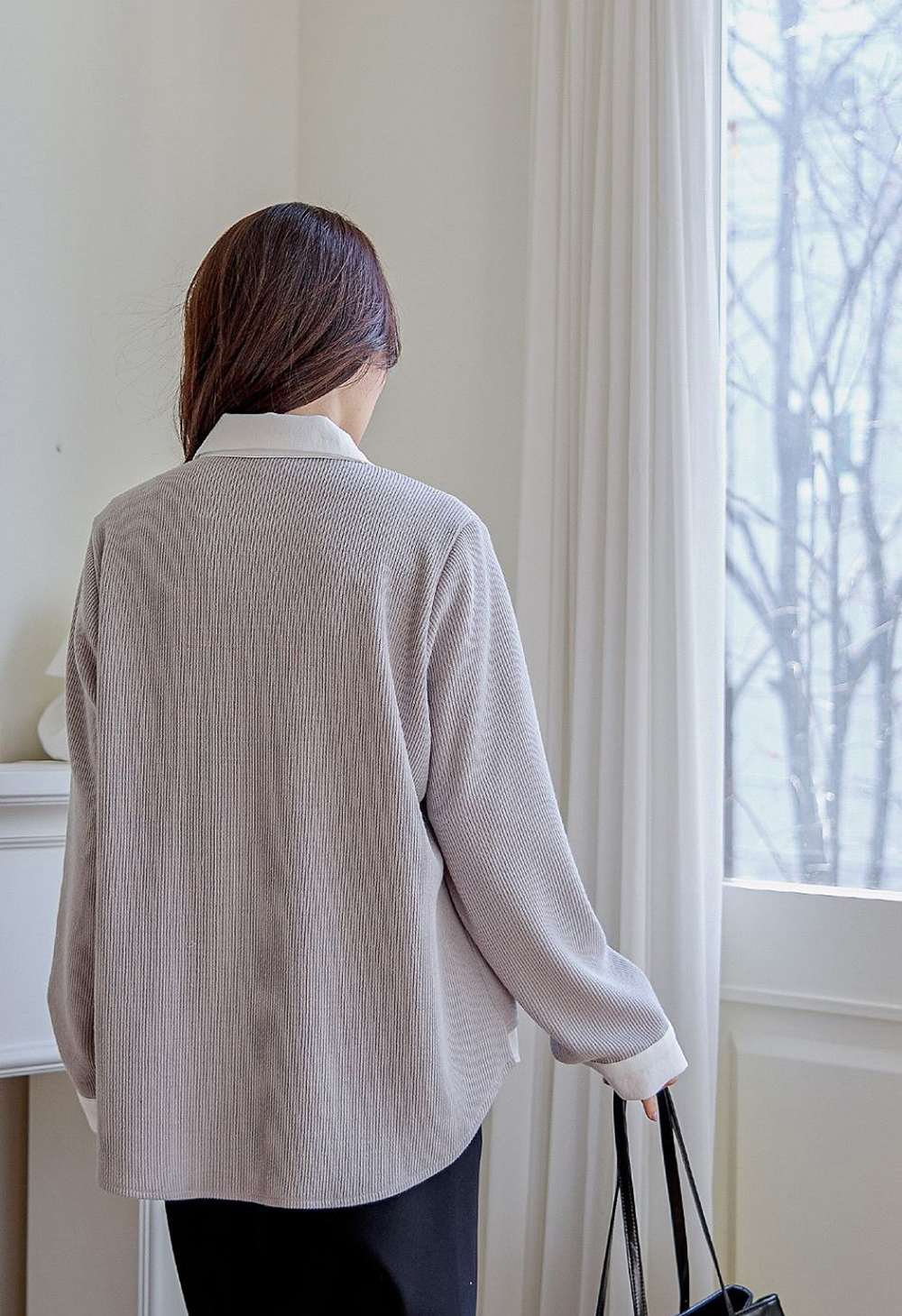 層次感假兩件開襟上衣,襯衫,KOREA,354811,層次感假兩件開襟上衣,999免運