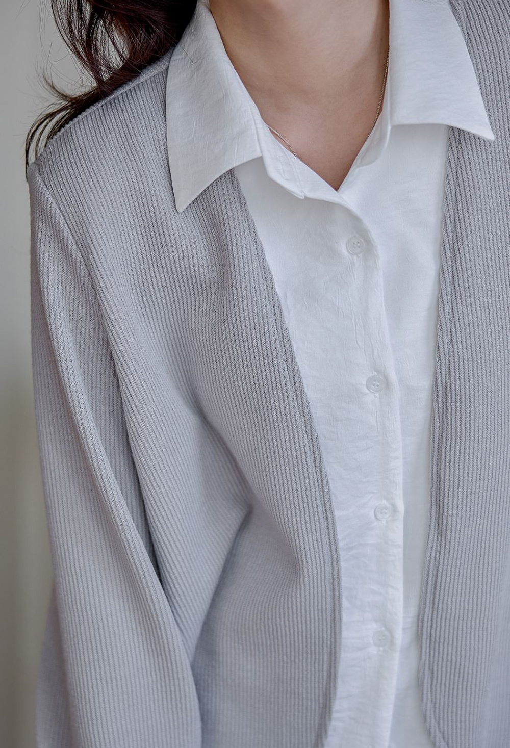 層次感假兩件開襟上衣,襯衫,KOREA,354811,層次感假兩件開襟上衣,999免運