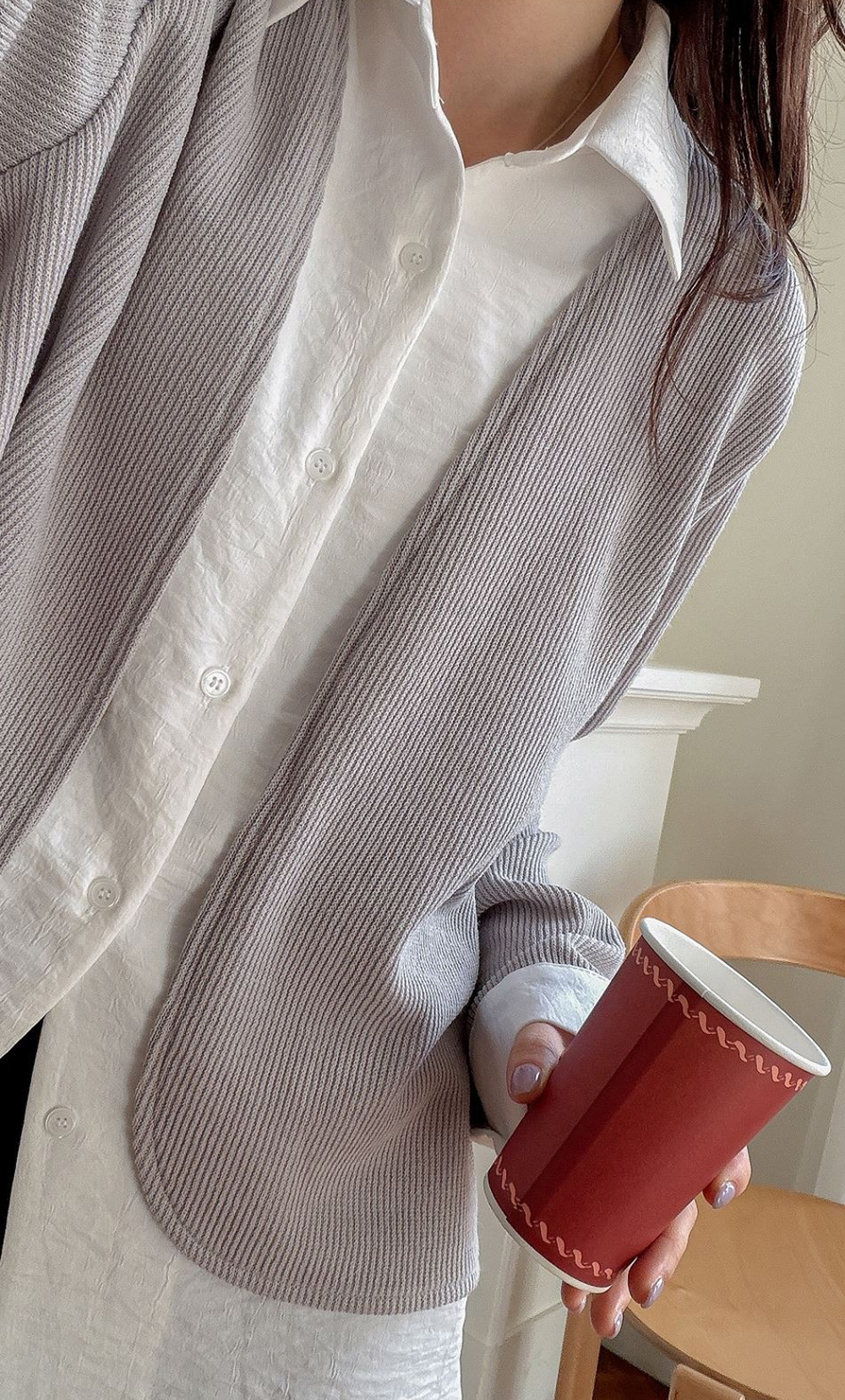 層次感假兩件開襟上衣,襯衫,KOREA,354811,層次感假兩件開襟上衣,999免運