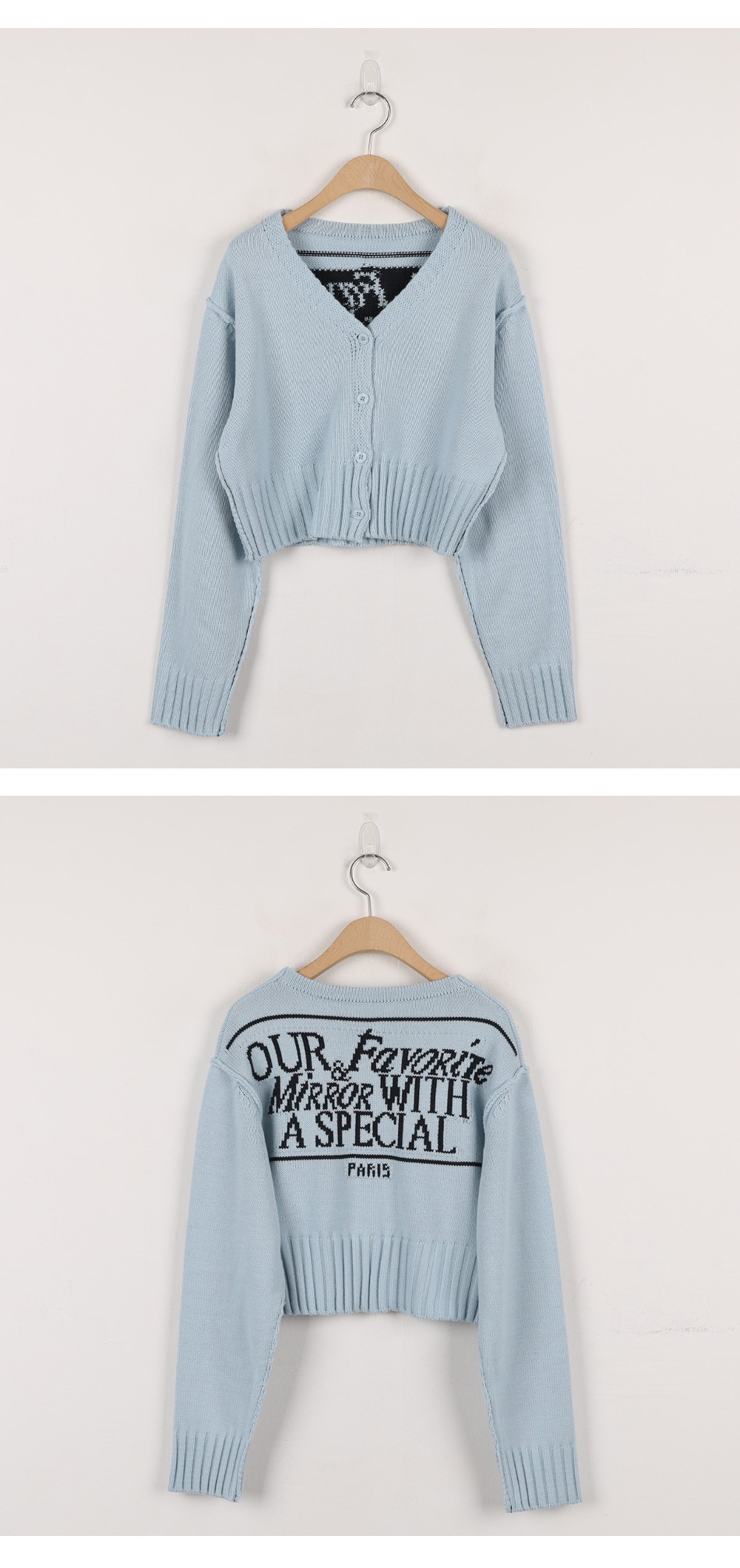 刺繡英字V領針織外套,KOREA,354827,刺繡英字V領針織外套,領500,999免運