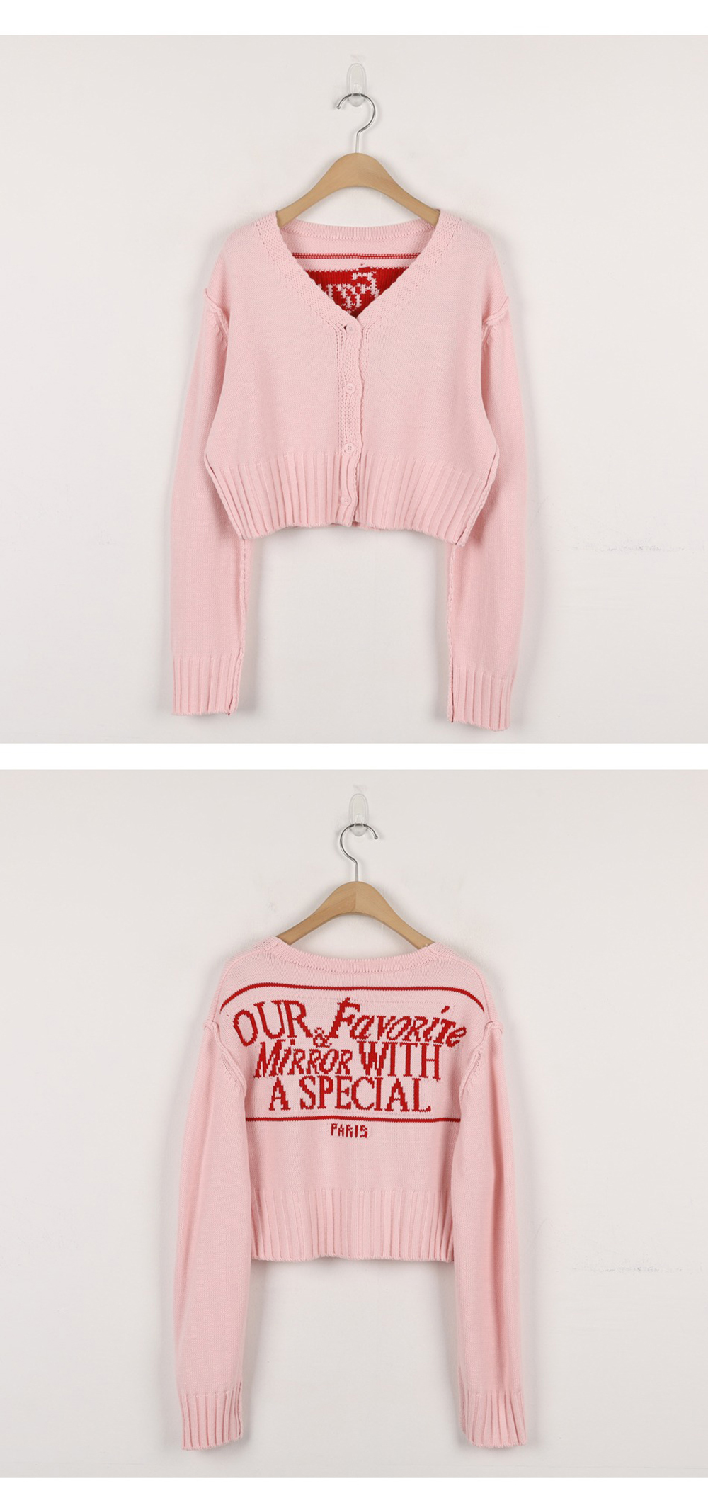 刺繡英字V領針織外套,KOREA,354827,刺繡英字V領針織外套,領500,999免運