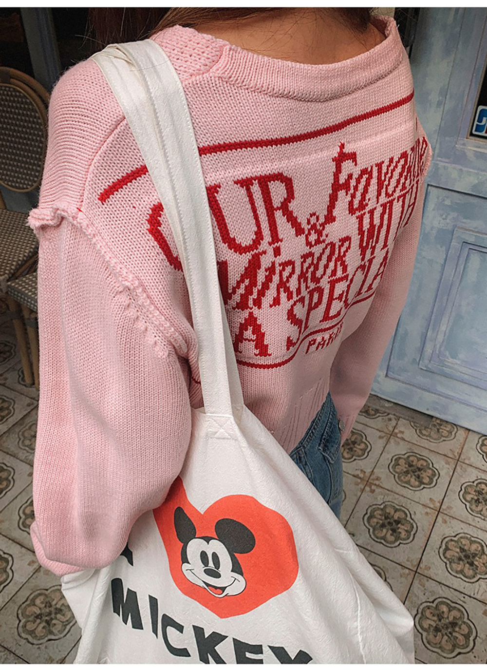 刺繡英字V領針織外套,KOREA,354827,刺繡英字V領針織外套,領500,999免運