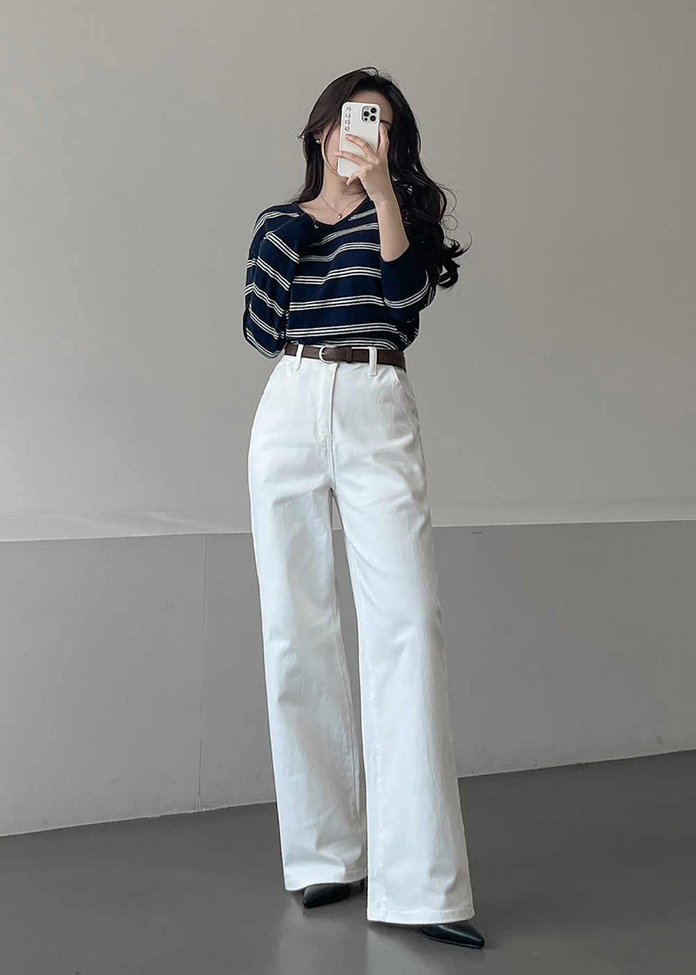 V領條紋針織上衣,KOREA,354837,V領條紋針織上衣,領500,999免運