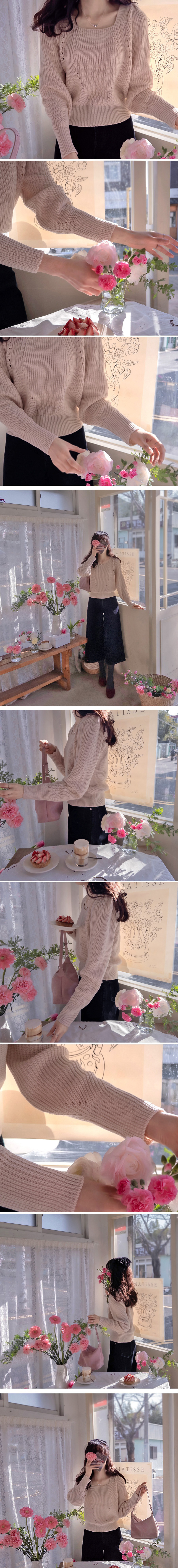 優雅簡約方領針織上衣,KOREA,354860,優雅簡約方領針織上衣,領500,999免運