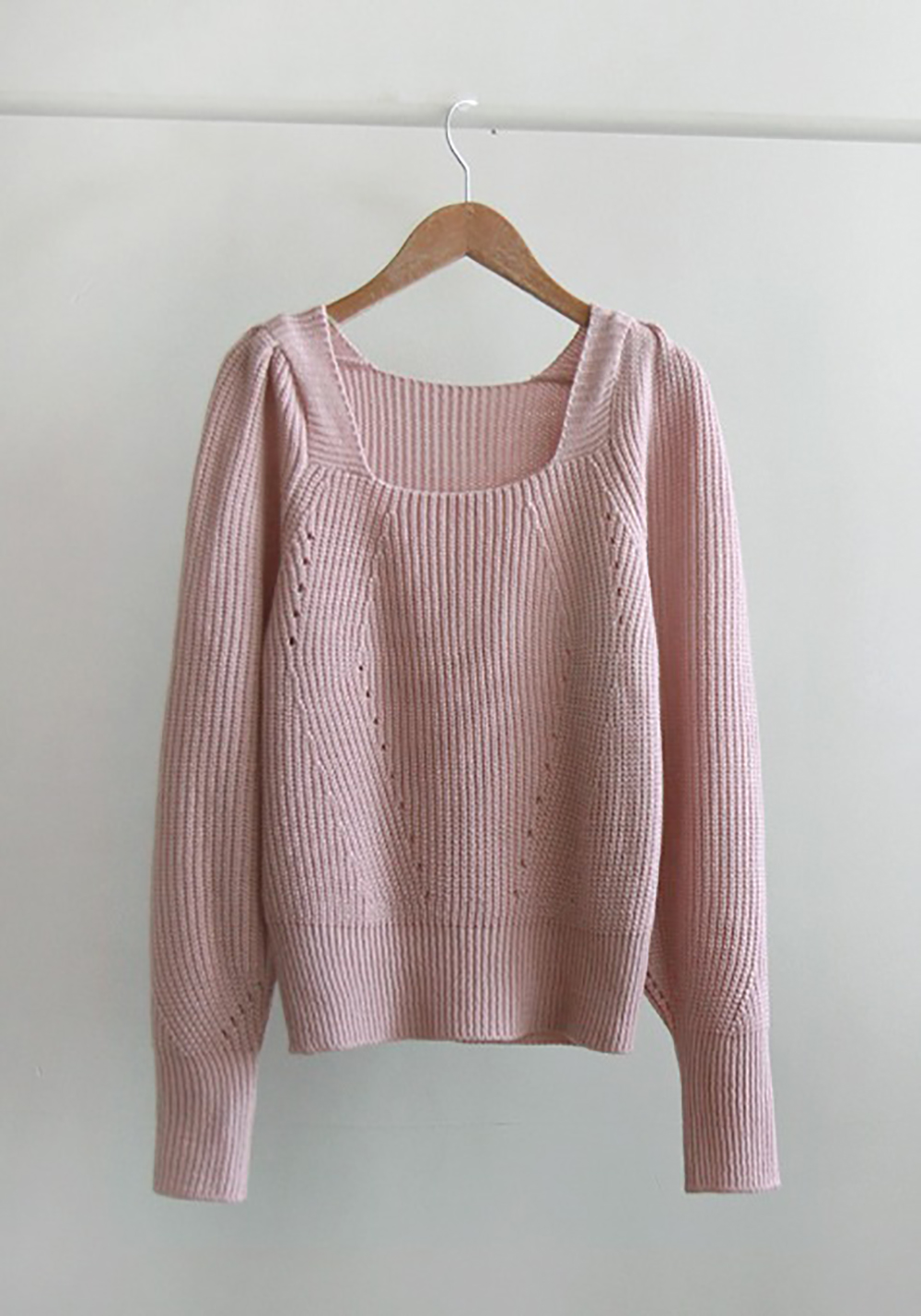 優雅簡約方領針織上衣,KOREA,354860,優雅簡約方領針織上衣,領500,999免運