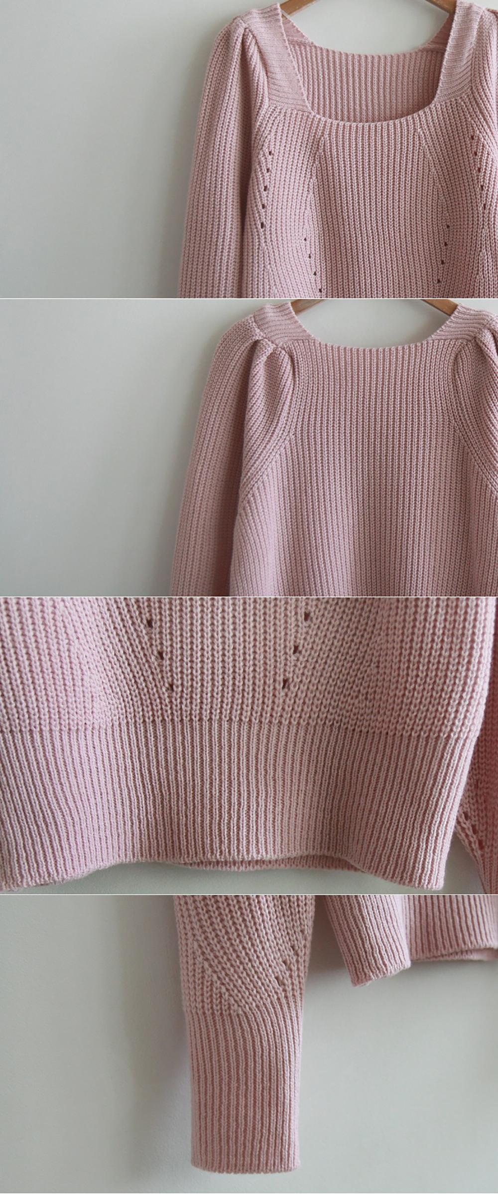 優雅簡約方領針織上衣,KOREA,354860,優雅簡約方領針織上衣,領500,999免運