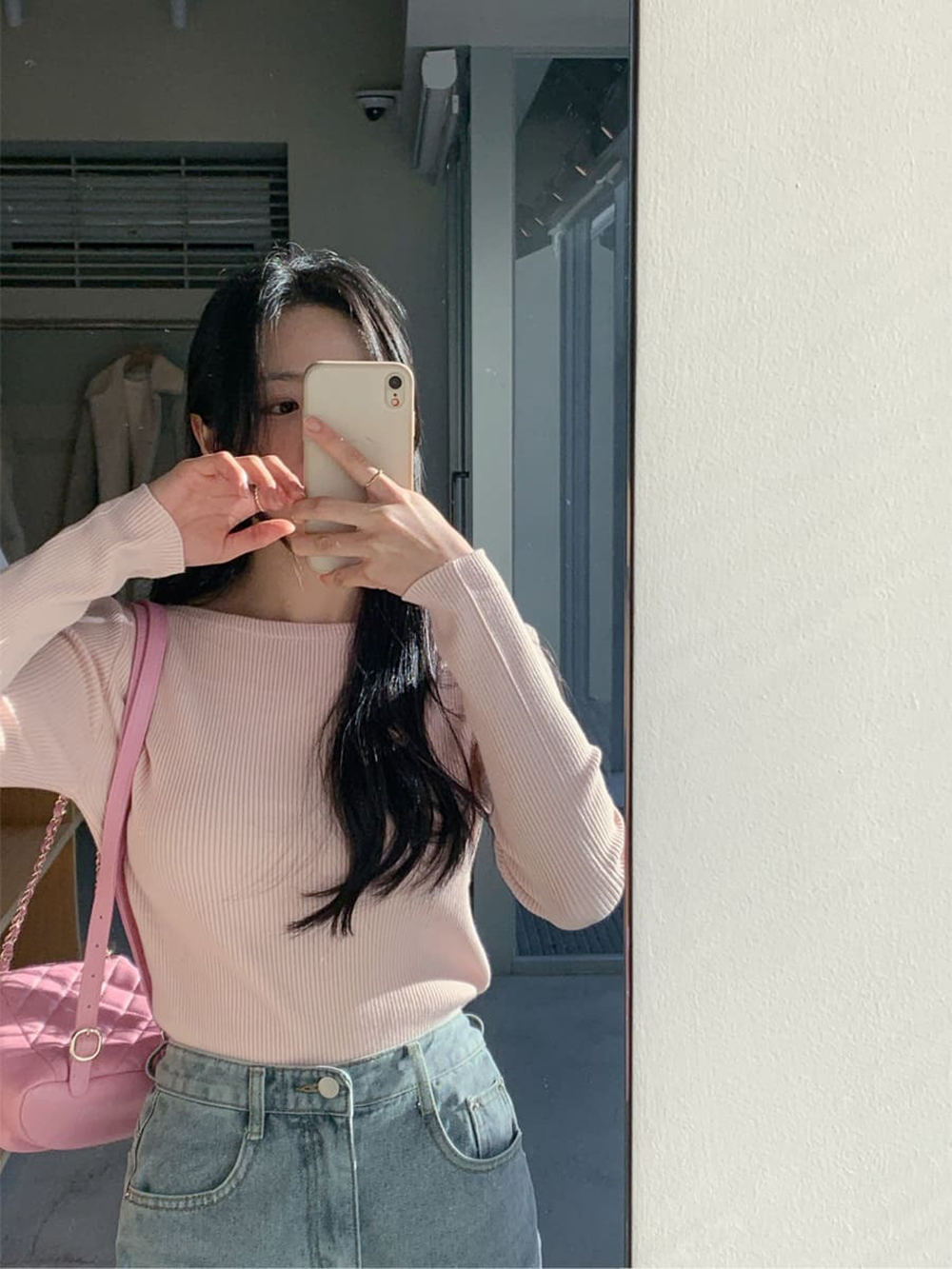 修身羅紋船領針織上衣,KOREA,354872,修身羅紋船領針織上衣,領500,999免運