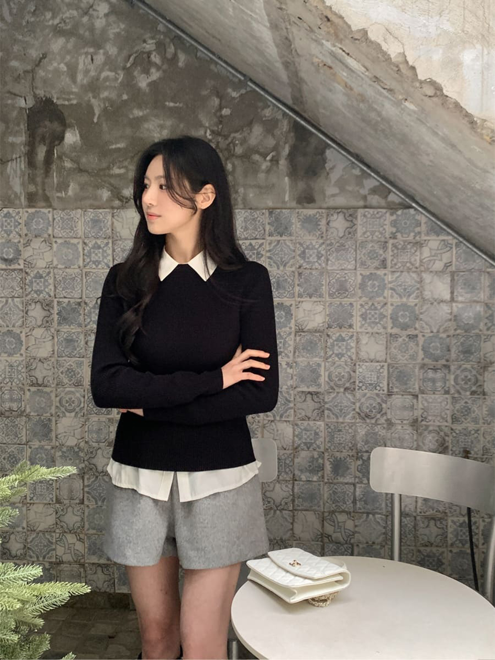 修身羅紋船領針織上衣,KOREA,354872,修身羅紋船領針織上衣,領500,999免運