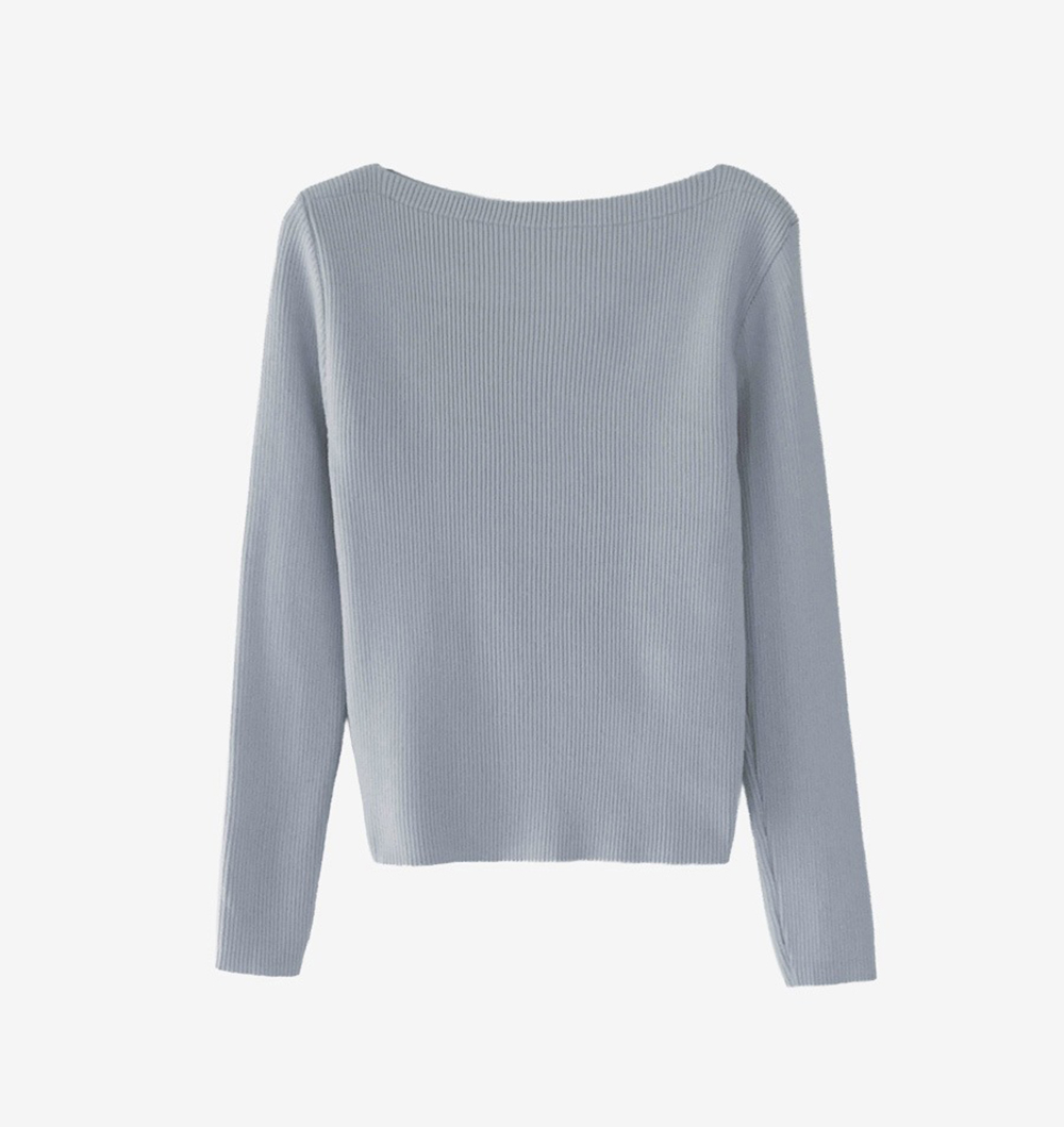 修身羅紋船領針織上衣,KOREA,354872,修身羅紋船領針織上衣,領500,999免運