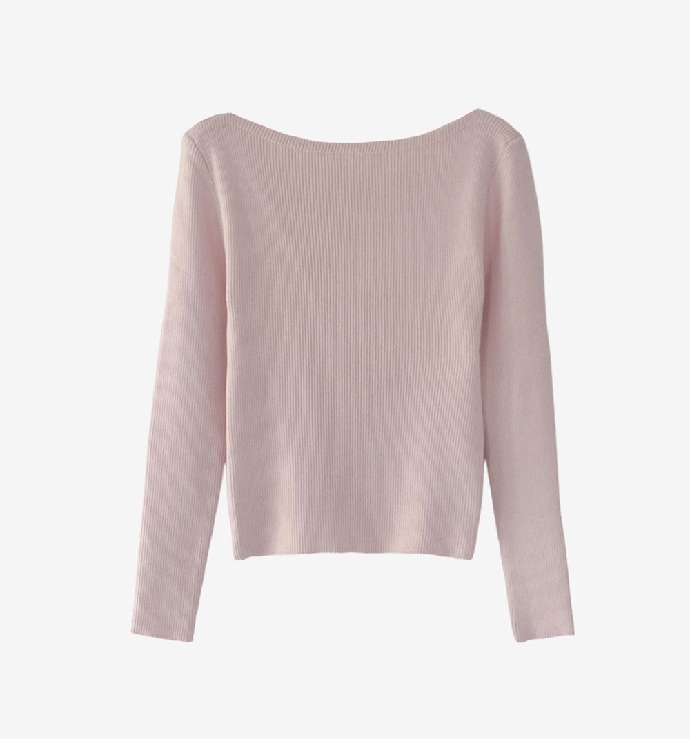 修身羅紋船領針織上衣,KOREA,354872,修身羅紋船領針織上衣,領500,999免運