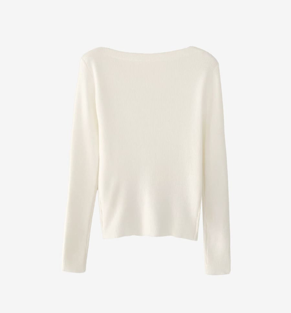 修身羅紋船領針織上衣,KOREA,354872,修身羅紋船領針織上衣,領500,999免運