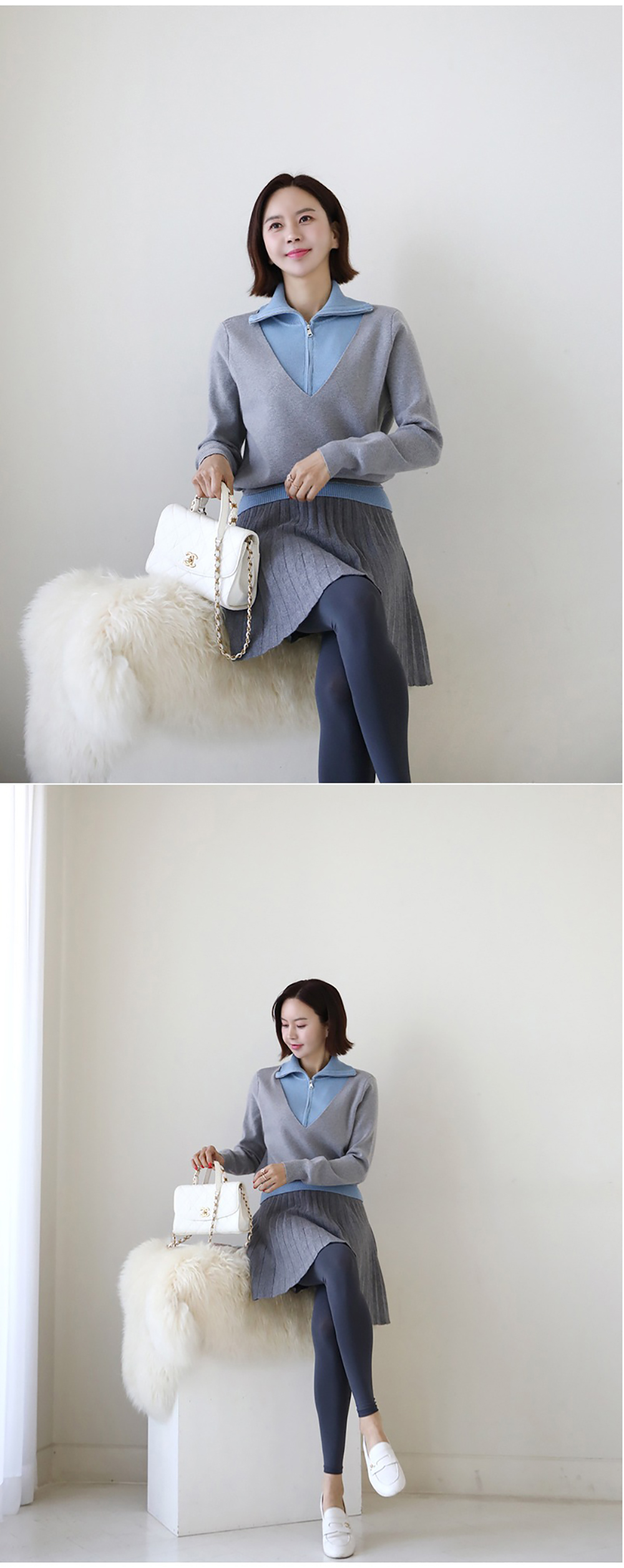 假兩件翻領針織上衣,KOREA,353903,假兩件翻領針織上衣,周新品優惠,NEWARRIVAL