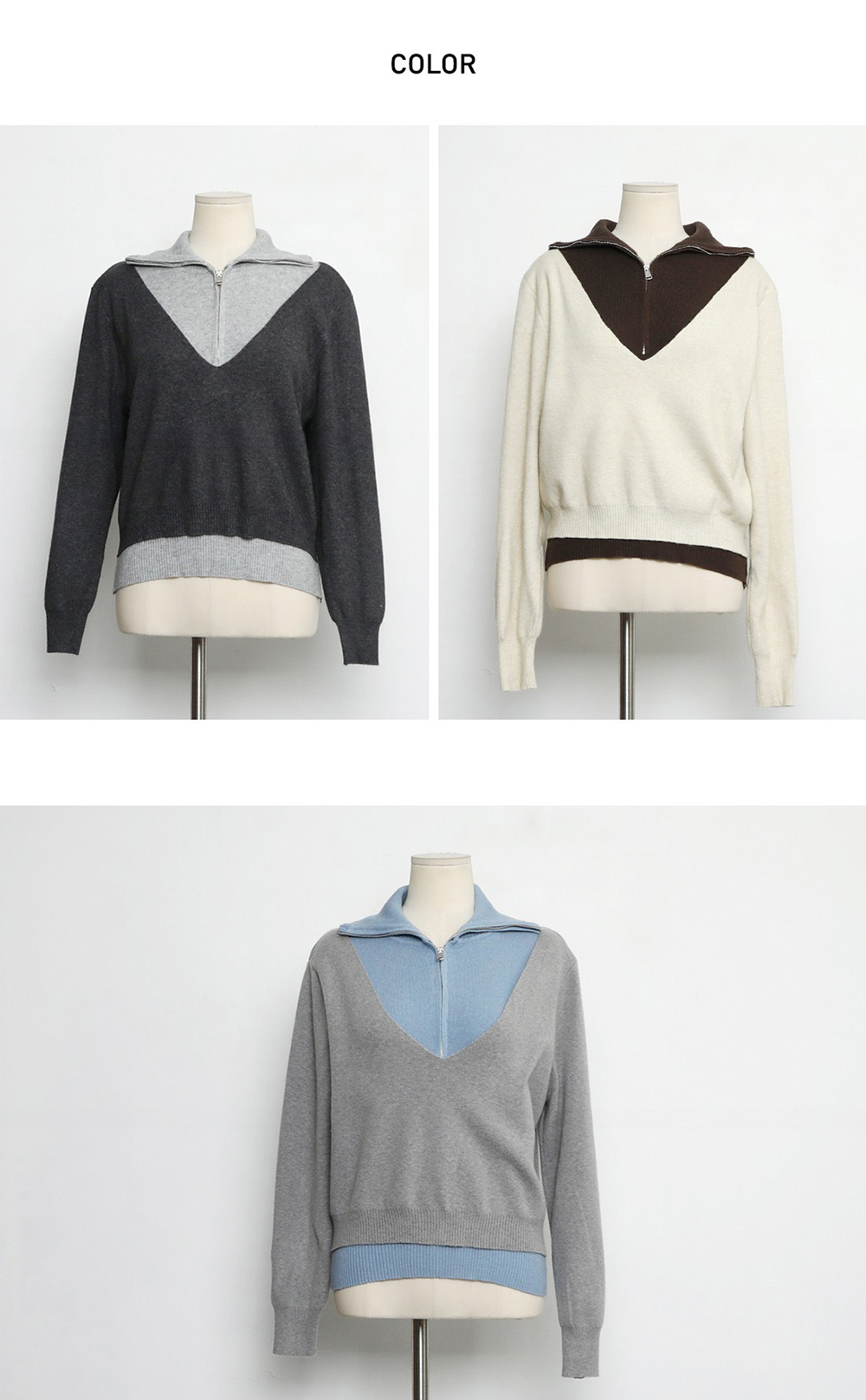 假兩件翻領針織上衣,KOREA,353903,假兩件翻領針織上衣,周新品優惠,NEWARRIVAL