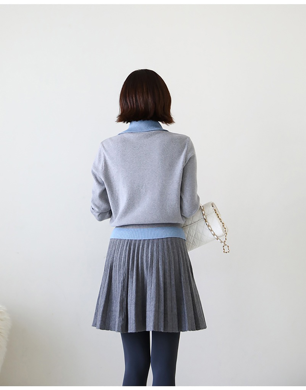 假兩件翻領針織上衣,KOREA,353903,假兩件翻領針織上衣,周新品優惠,NEWARRIVAL