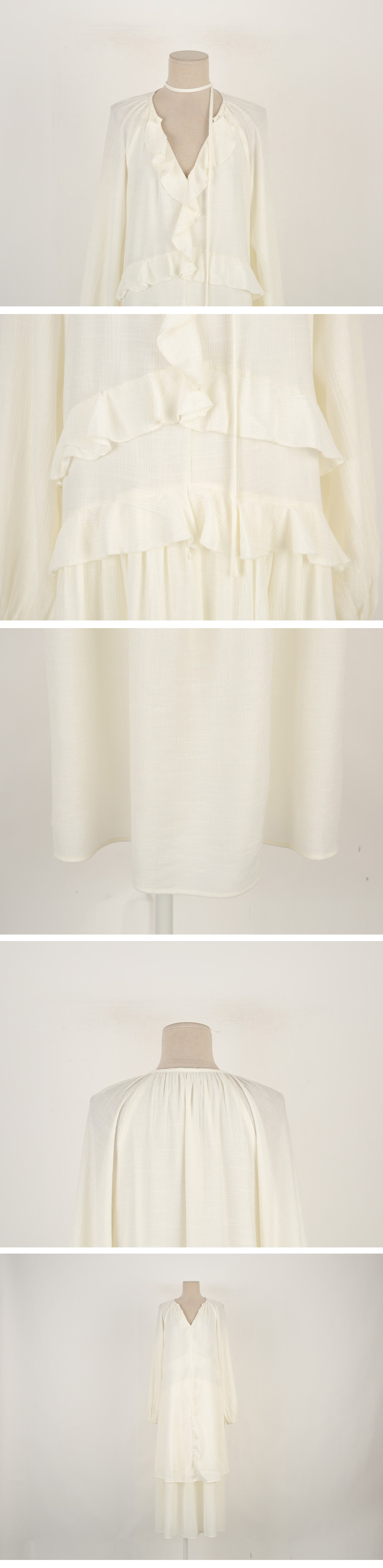 荷葉邊雪紡V領長洋裝,KOREA,353945,荷葉邊雪紡V領長洋裝,周新品優惠,NEWARRIVAL