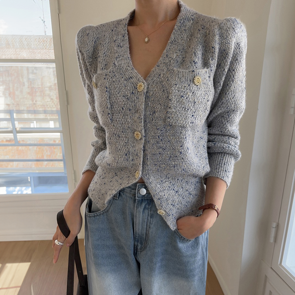 輕奢氣質針織開襟上衣