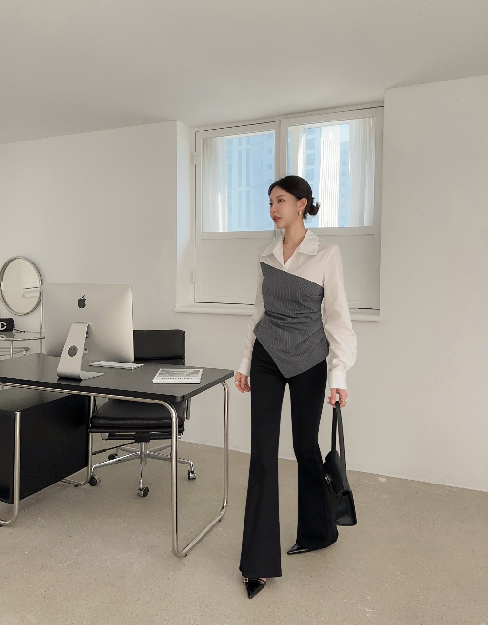 不規則剪裁拼接襯衫,KOREA,354165,不規則剪裁拼接襯衫,周新品優惠,NEWARRIVAL