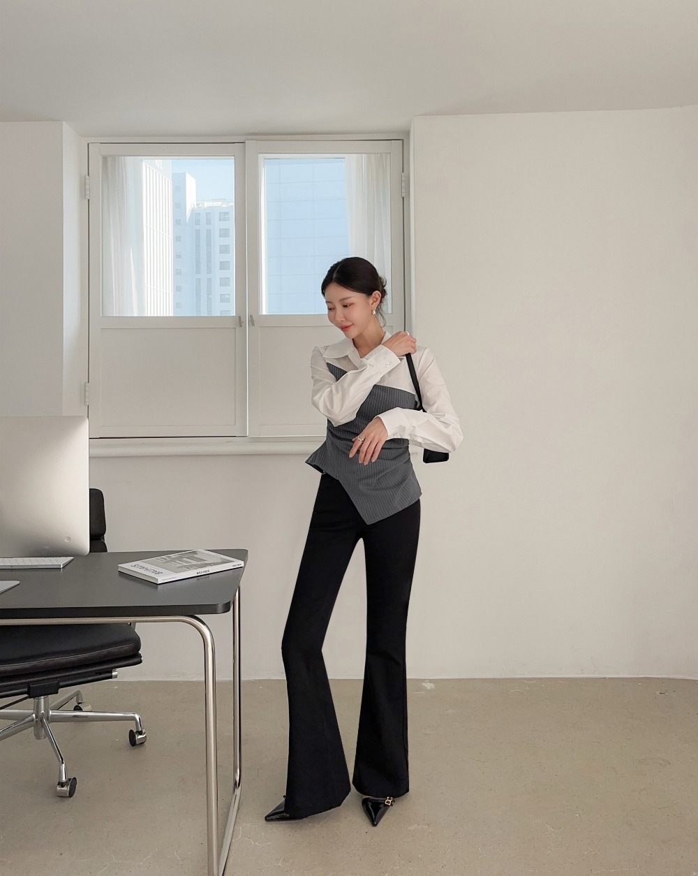 不規則剪裁拼接襯衫,KOREA,354165,不規則剪裁拼接襯衫,周新品優惠,NEWARRIVAL