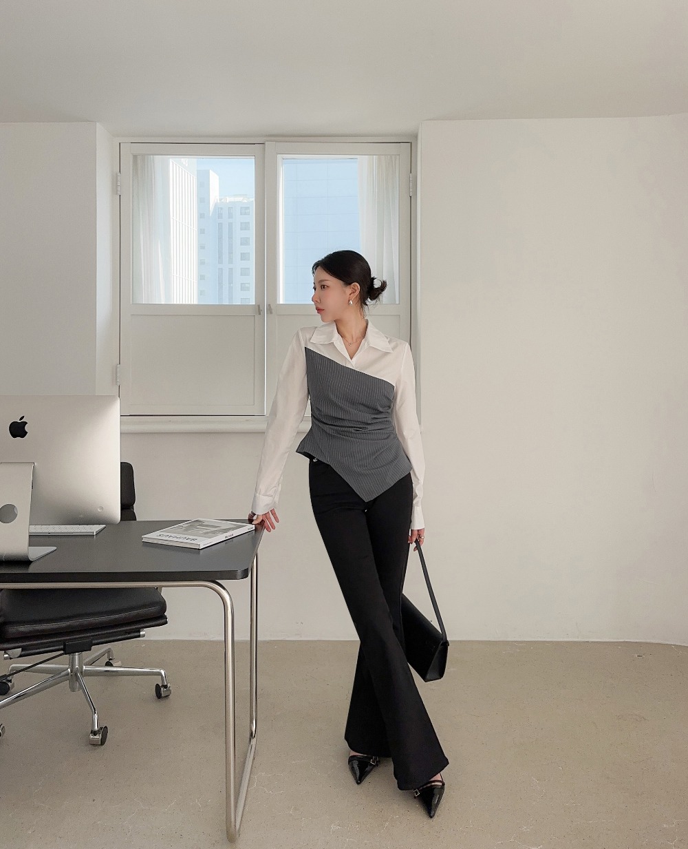 不規則剪裁拼接襯衫,KOREA,354165,不規則剪裁拼接襯衫,周新品優惠,NEWARRIVAL