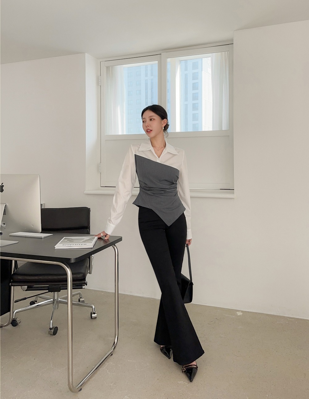 不規則剪裁拼接襯衫,KOREA,354165,不規則剪裁拼接襯衫,周新品優惠,NEWARRIVAL