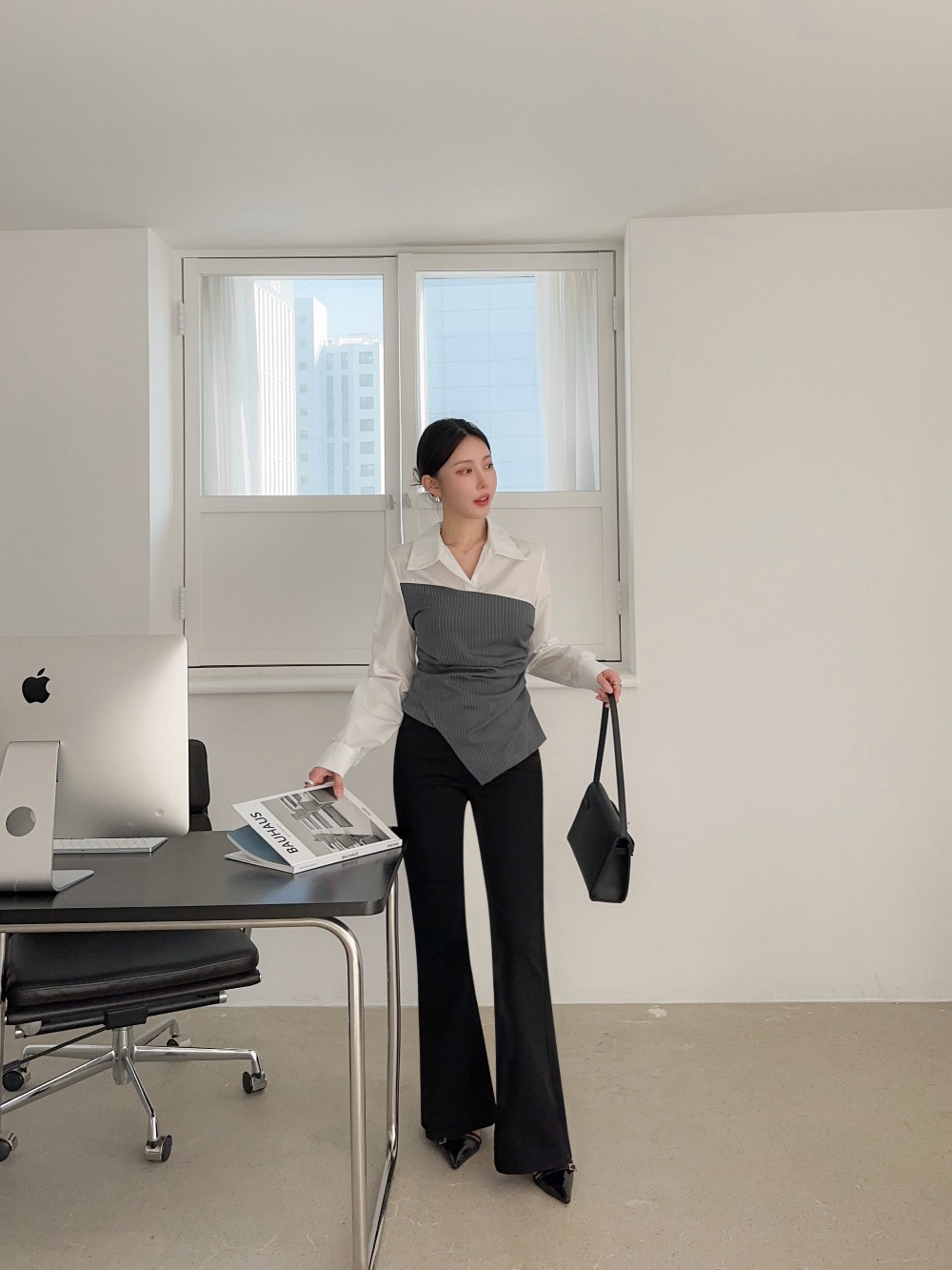 不規則剪裁拼接襯衫,KOREA,354165,不規則剪裁拼接襯衫,周新品優惠,NEWARRIVAL