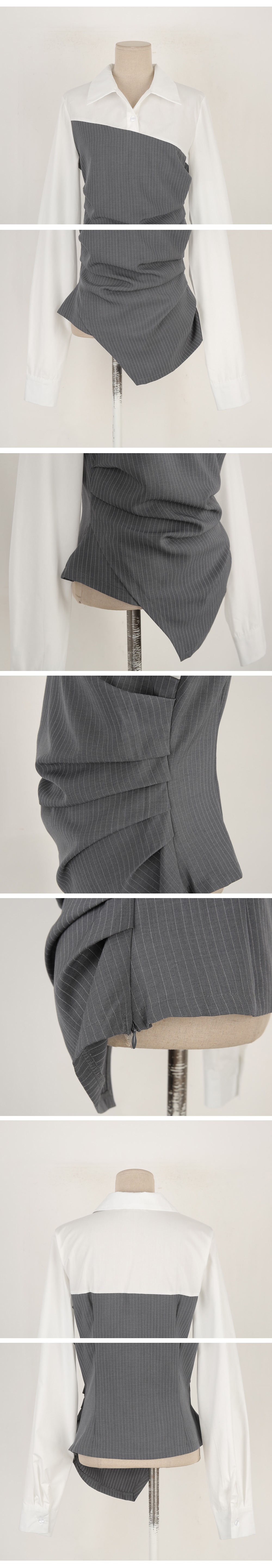 不規則剪裁拼接襯衫,KOREA,354165,不規則剪裁拼接襯衫,周新品優惠,NEWARRIVAL