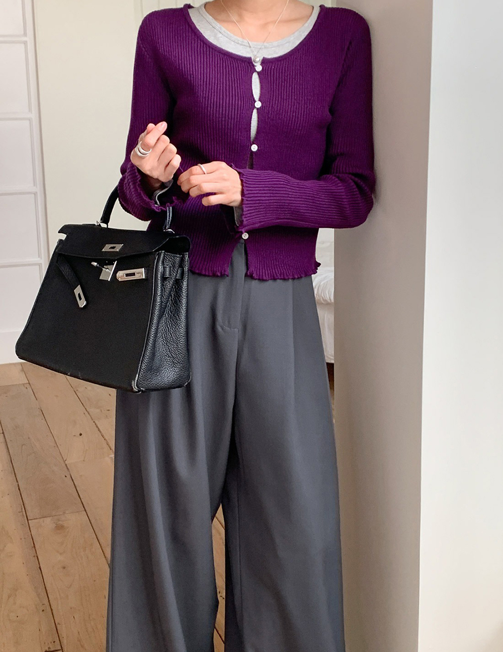 簡約質感側釦設計寬褲,KOREA,354217,簡約質感側釦設計寬褲,周新品優惠,NEWARRIVAL