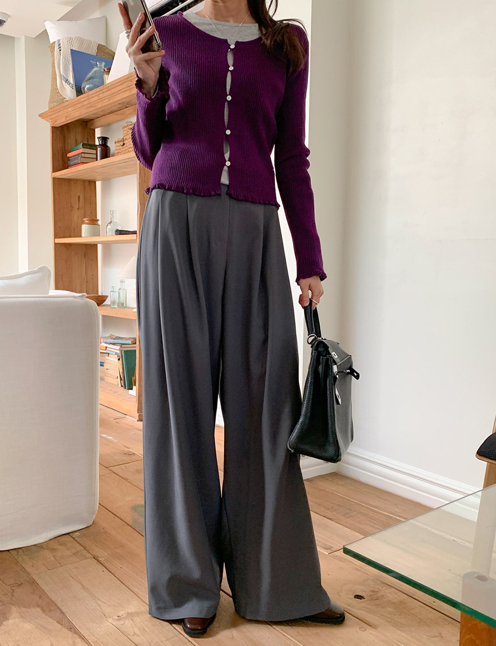 簡約質感側釦設計寬褲,KOREA,354217,簡約質感側釦設計寬褲,周新品優惠,NEWARRIVAL