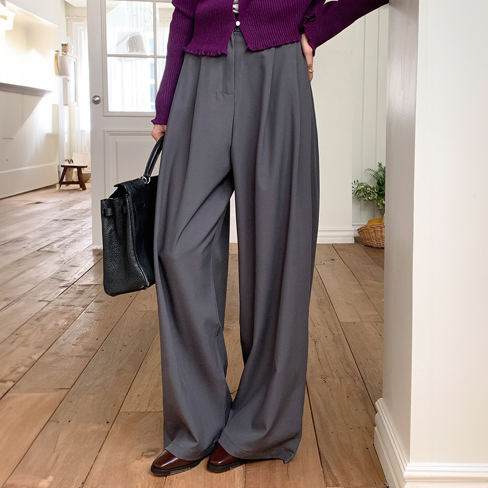 簡約質感側釦設計寬褲